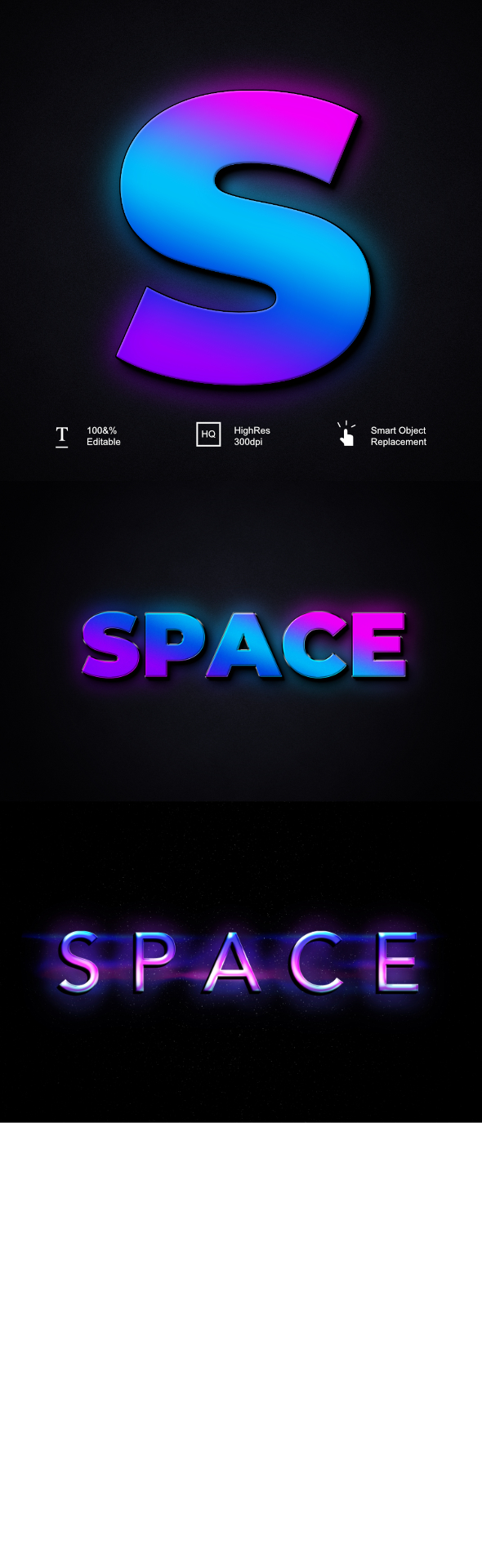 Space 3D Text Effect PSD
