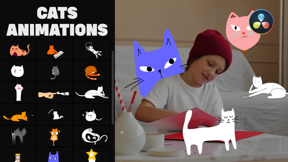 Cartoon Cats Animations for DaVinci Resolve