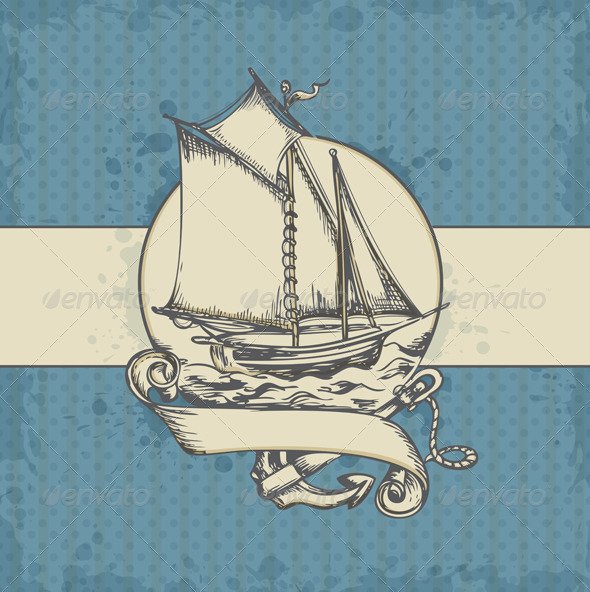 Marine Background with Ship - Travel Conceptual