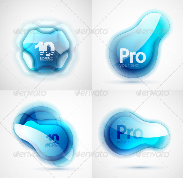 Abstract Blue Glossy Shapes - Decorative Symbols Decorative