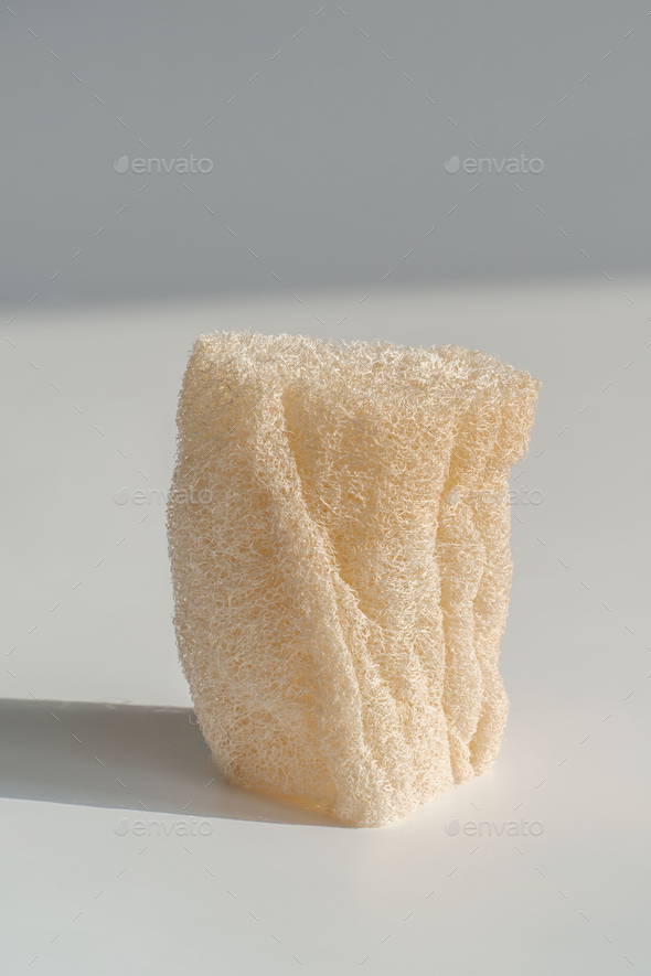 Loofah natural sponge on the white background.