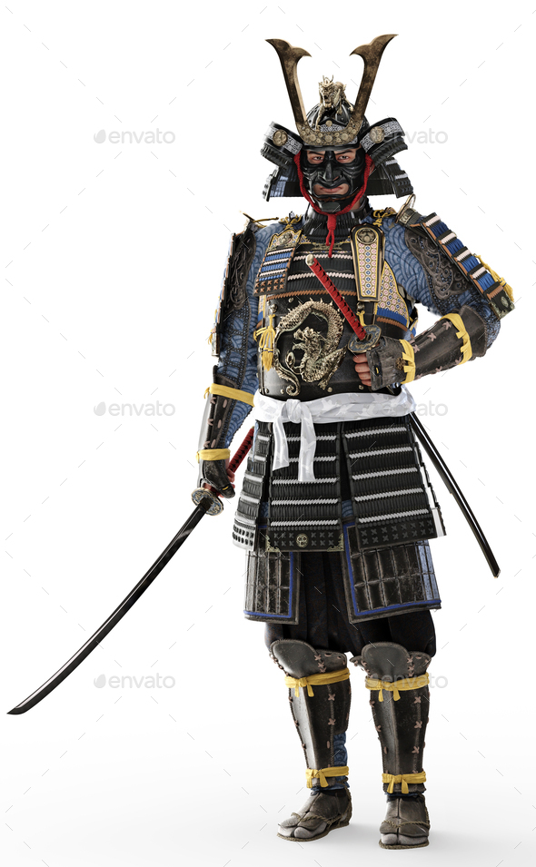 Samurai on white background - Stock Photo - Images