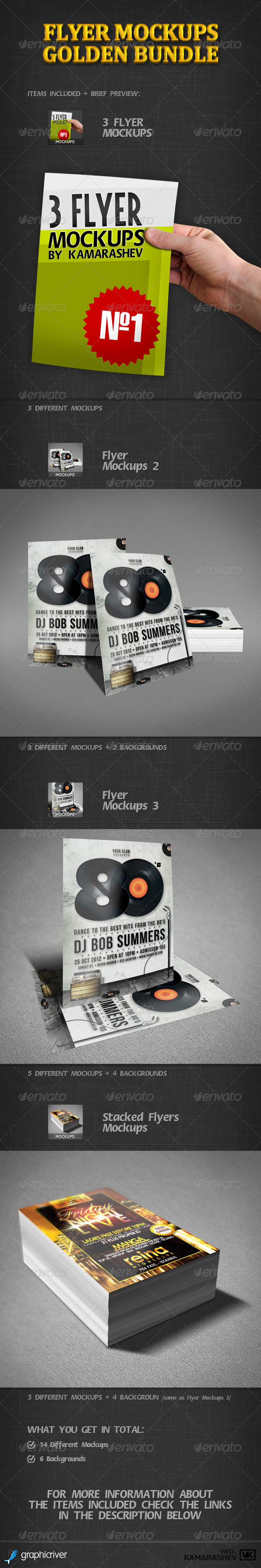 Flyer Mockups Golden Bundle - Flyers Print