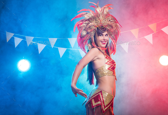 BRAZILIAN BLUE/GOLD SHOW GIRL carnival SAMBA CABARET COSTUME