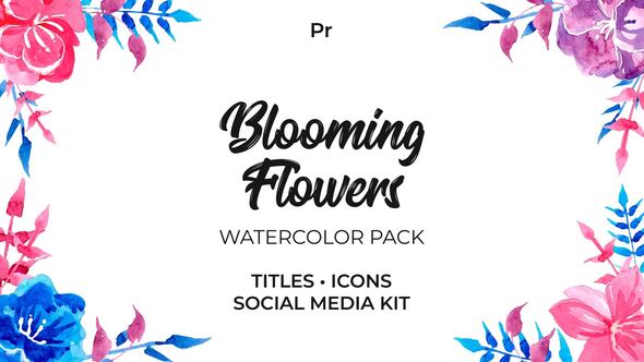 Blooming Flowers. Watercolor Pack