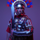 Shot of ancient roman soldier posing in colorful dark light - PhotoDune Item for Sale