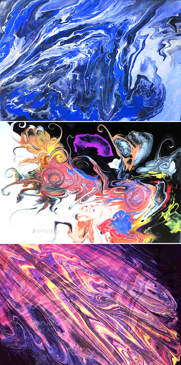 3 Acrylic Paint Canvas Abstract Backgrounds