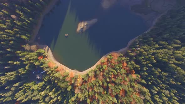 Aerial Shot Mountain Lake