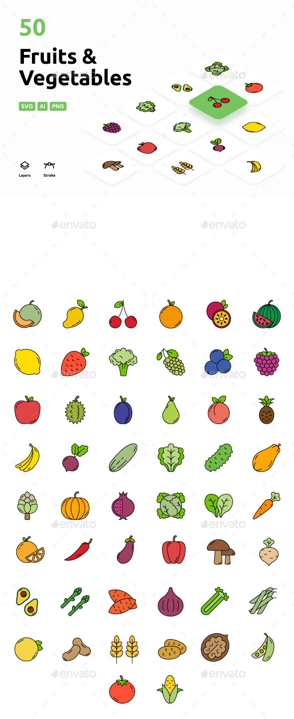 Fruits & Vegetables - Icons Pack