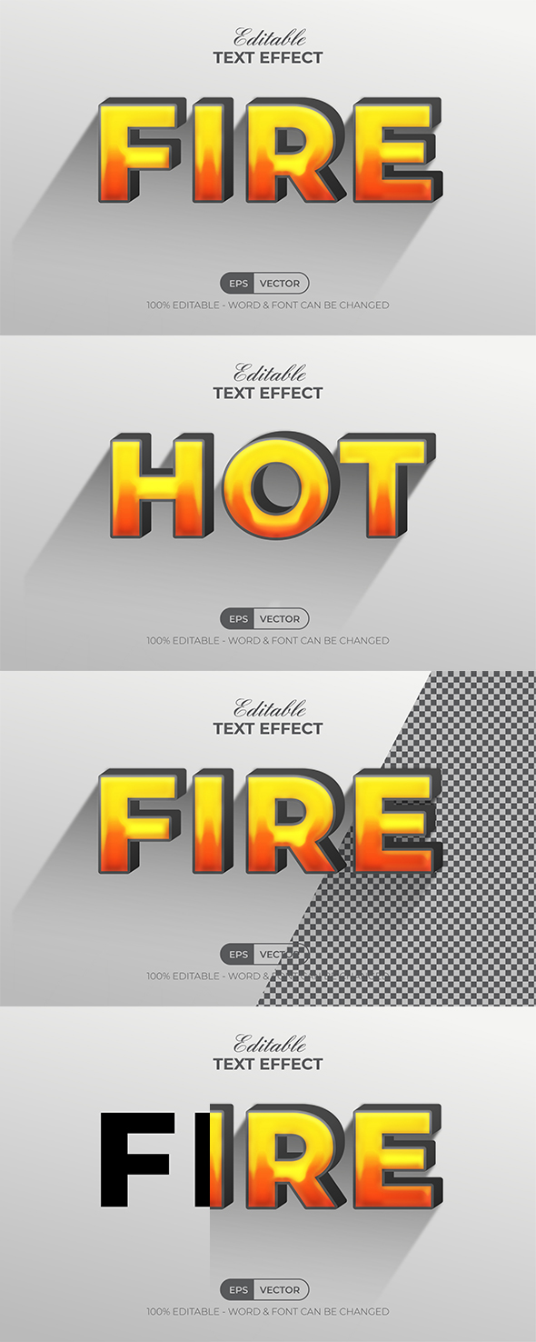 Fire Text Effect With Long Shadow Style