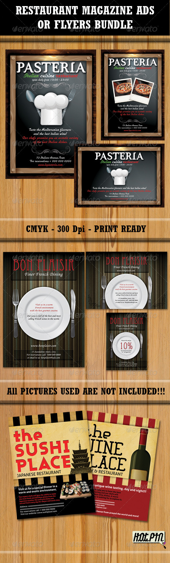 Restaurant Magazine Ads-Flyers Bundle - Restaurant Flyers
