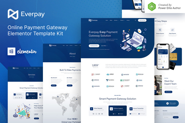 Everpay – Online Payment Gateway & Fintech Elementor Template Kit