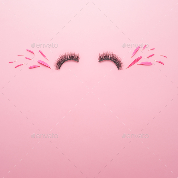 Creative concept of spring on a pink background.