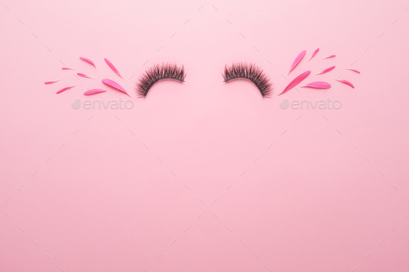 Creative concept of spring on a pink background.
