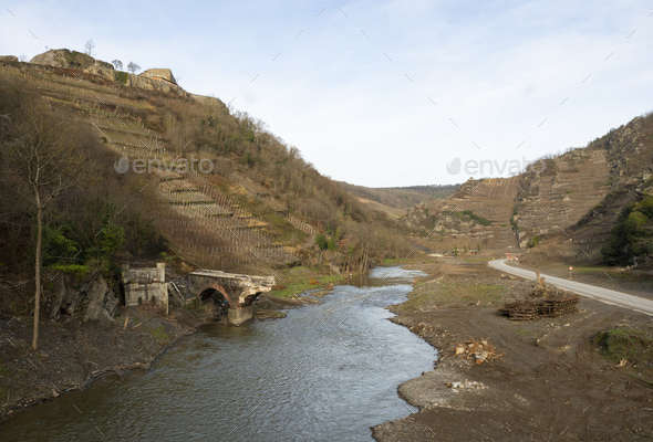 Germany, Mayschoss, Houses and bridges destroyed by flood in Ahr valley