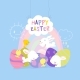Cute Easter Bunnies and Easter Egg 