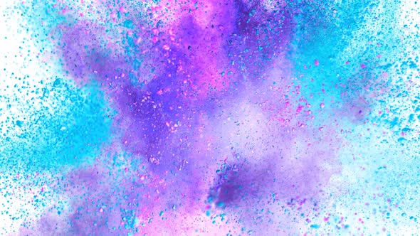 Super Slow Motion Shot of Color Powder Explosion Isolated on White Background at 1000Fps. alt