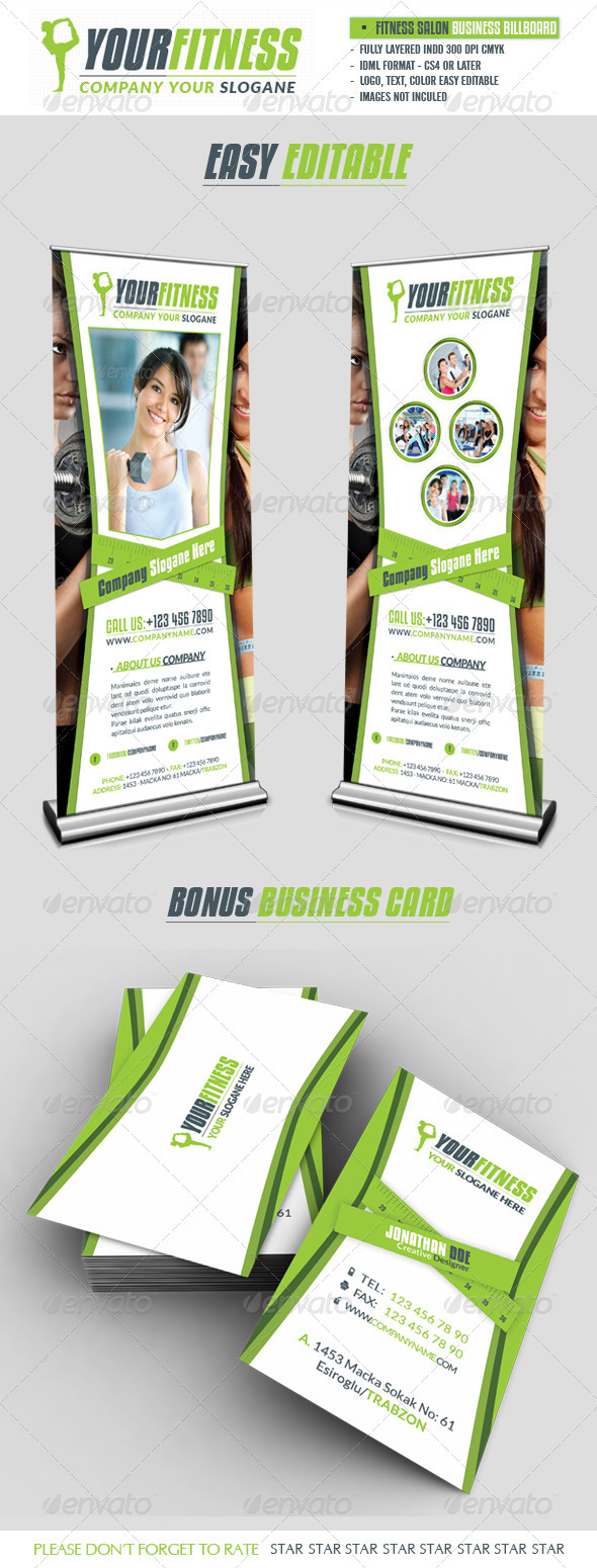 Fitness Salon Business Roll-Up - Signage Print Templates