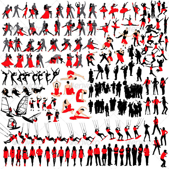 People at Leisure Silhouettes - People Characters