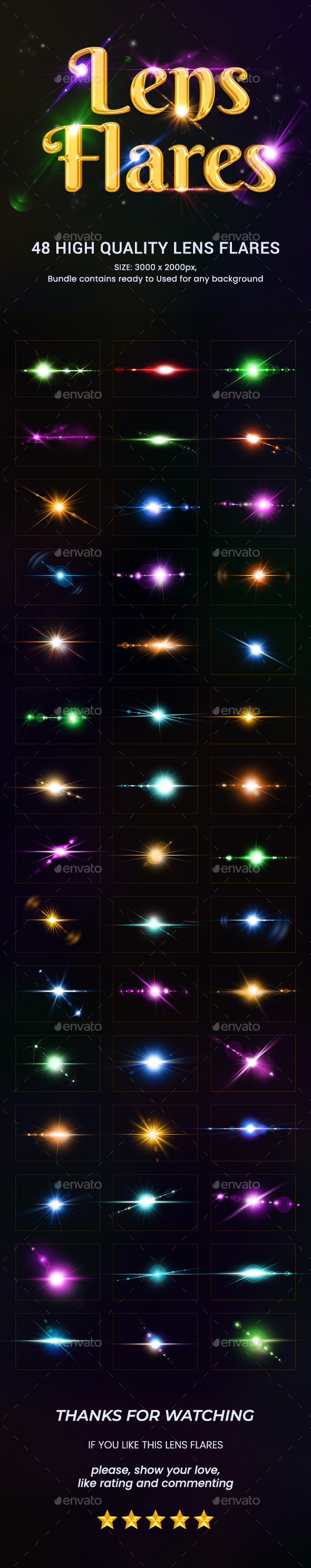 [DOWNLOAD]48 Lens Flares Bundle with Light Effects