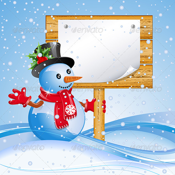 Billboard with snowman - Christmas Seasons/Holidays