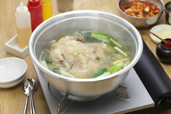 whole chicken soup hotpot, korean cuisine - Stock Photo - Images