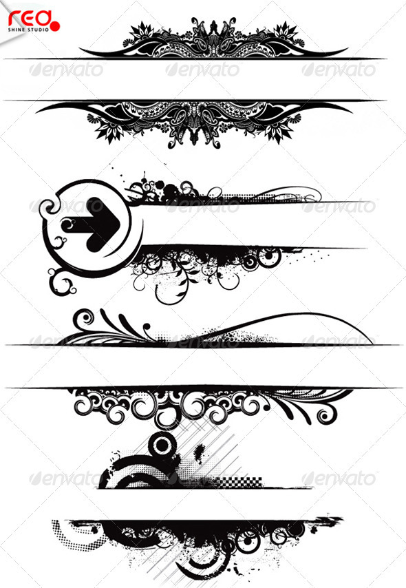 Floral Grunge Banner - Borders Decorative