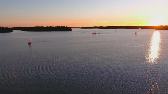 Idyllic Aerial Shot of the Finnish Coastline and Small Islands