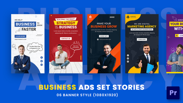 Business Agency Ads Set Stories Pack For Premiere Pro