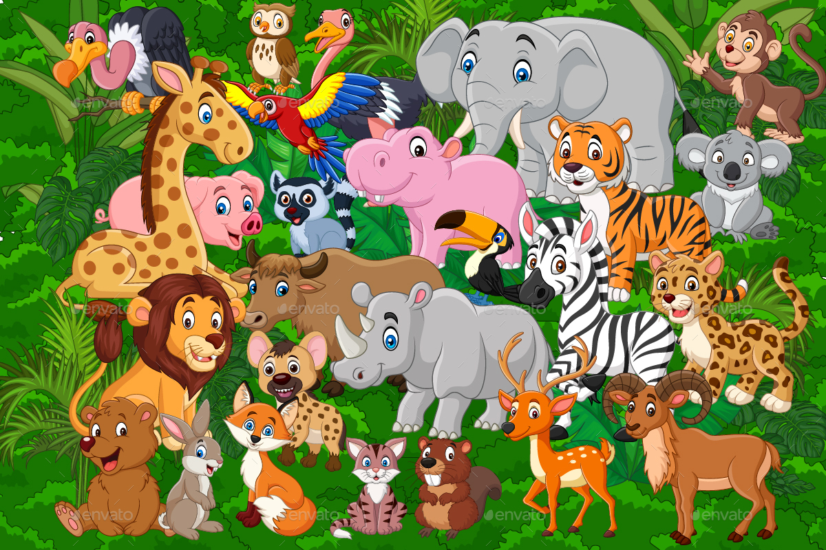 Set of Twenty Six Animals in the Jungle by tigatelu | GraphicRiver