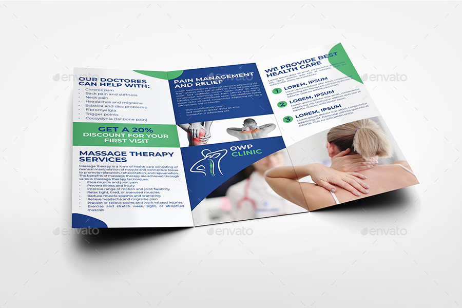 Chiropractic Services Clinic Tri- Fold Brochure Template, Print Templates