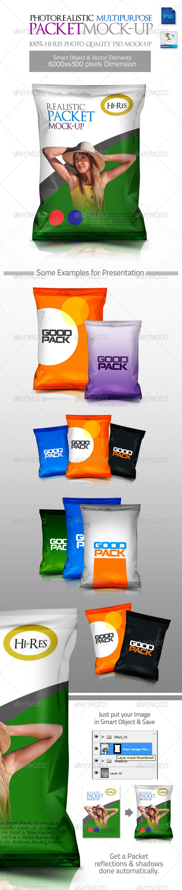 Photorealistic Multipurpose Packet Mock-up - Food and Drink Packaging