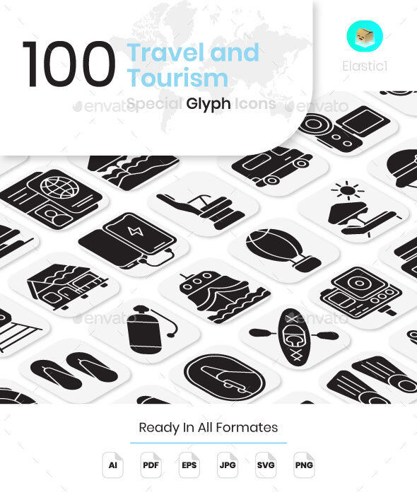 Travel and Tourism Glyph Icons