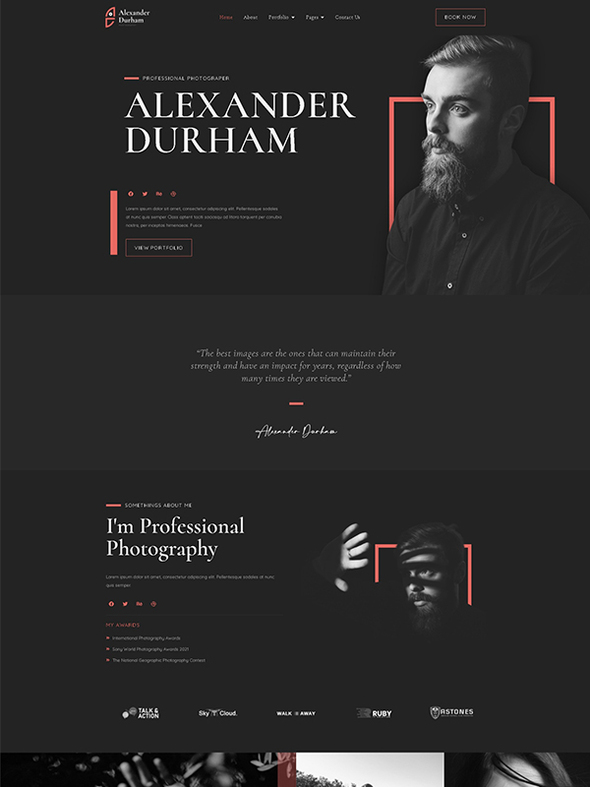 Alexander Durham - Portfolio Photography Elementor Pro Full Site ...