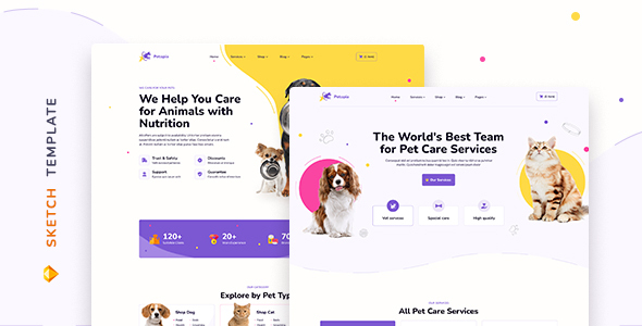 Petopia – Pet Care Service Template for Sketch