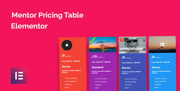 Mentor Pricing Table for Elementor