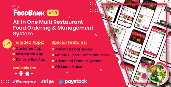 FoodBank – All In One Multi Restaurant Food Ordering & Management System