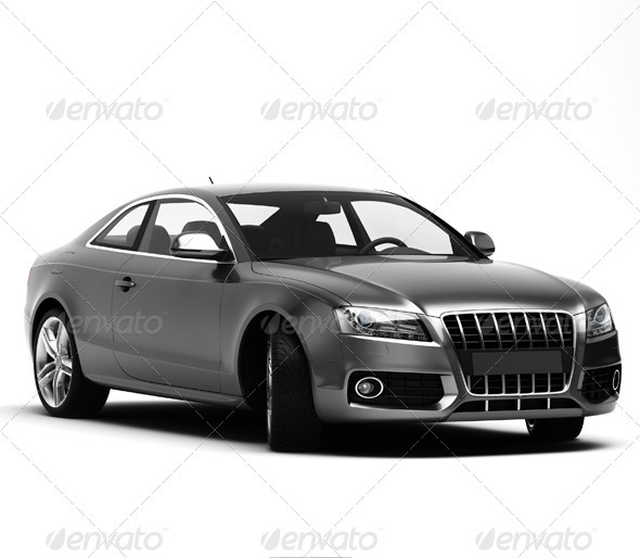 Gray car isolated - 3D Renders Graphics