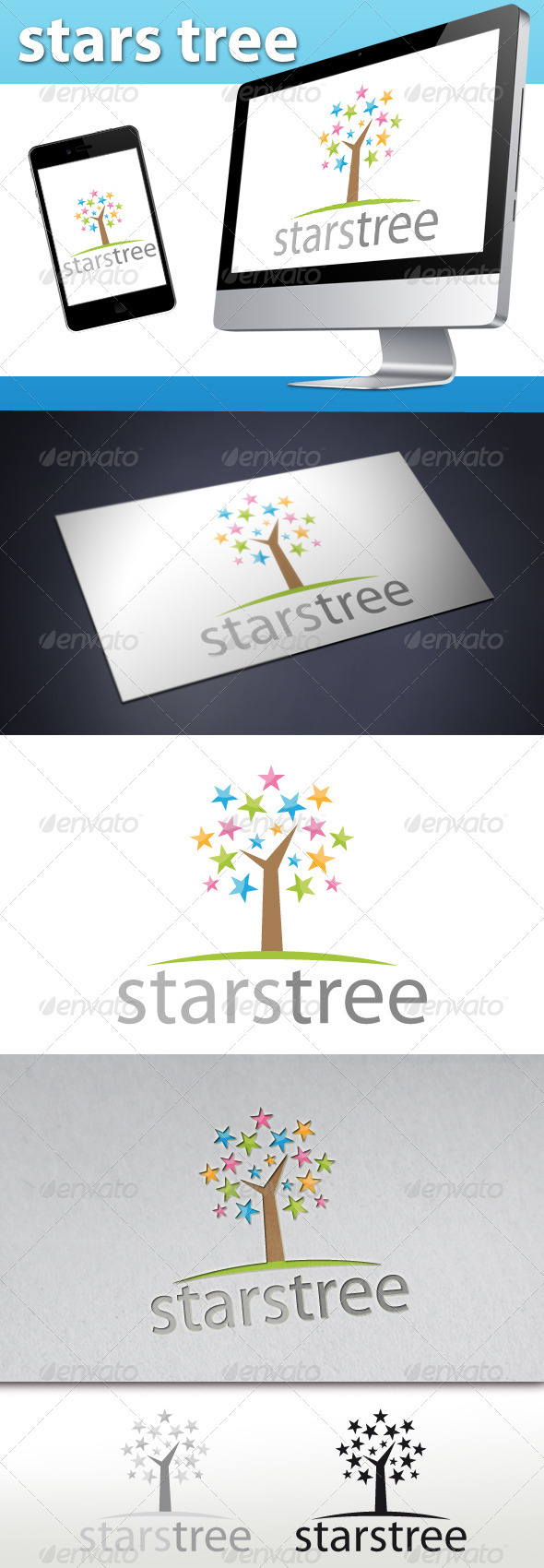 Stars Tree Logo - Objects Logo Templates