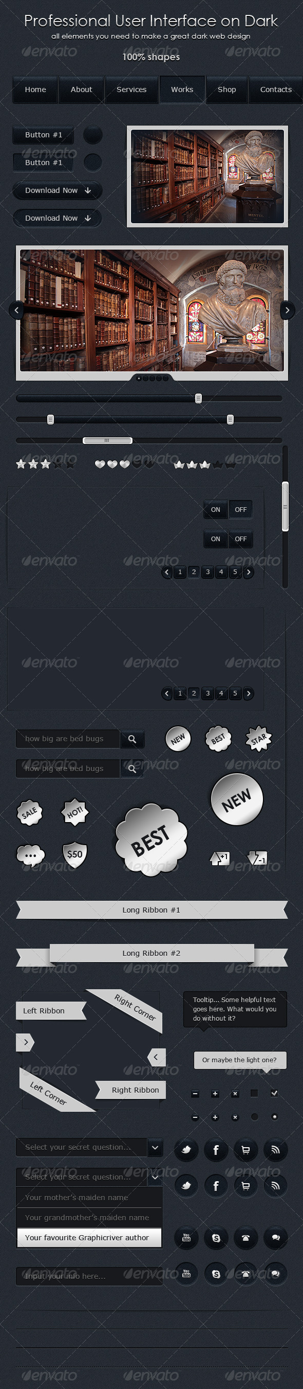 Professional User Interface on Dark (Web UI Kit) - User Interfaces Web Elements