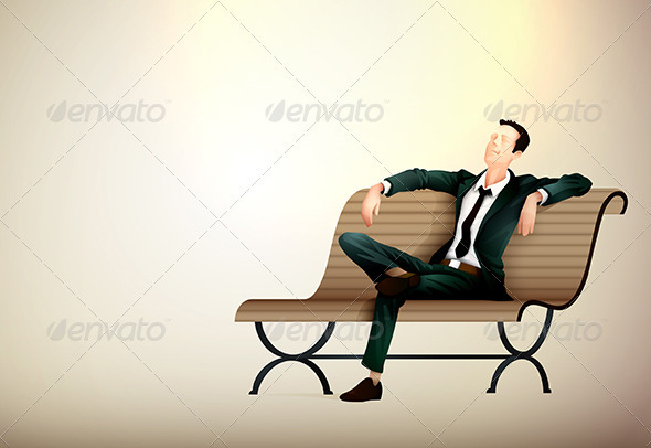 Young business man taking a relaxing break on a be - Concepts Business