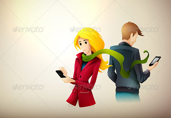 Young couple texting on phone | City Life Series - Communications Technology