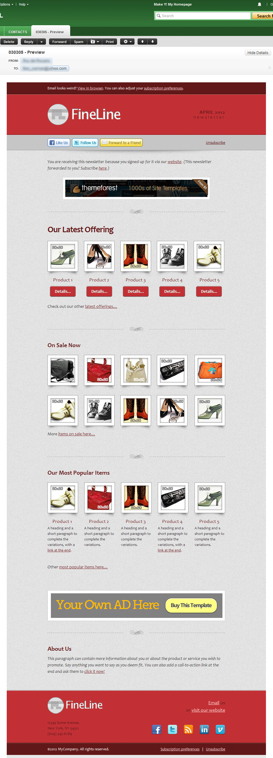 Fineline Email Template 30 Layouts 8 Colors By Sporkweb Themeforest Yahoo Ecommerce Website Templates