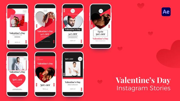 Valentine's Day / Sale Instagram Stories Elements template preview