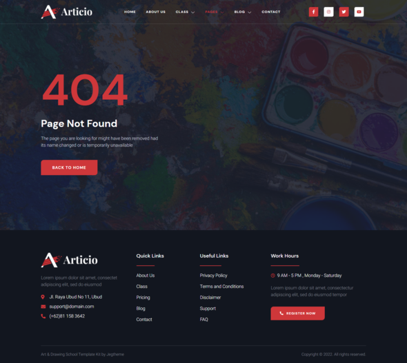 Articio Art Drawing School Elementor Template Kit