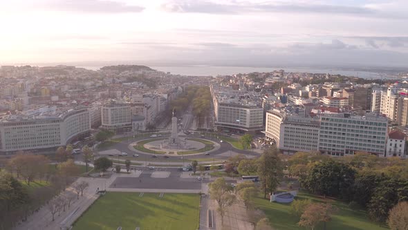 Aerial of Marques de Pombal Square and its surroundings alt