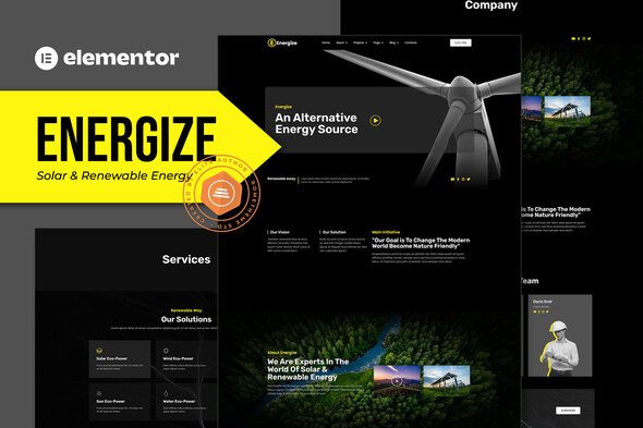 Download Energize - Solar & Renewable Energy Elementor Template Kit