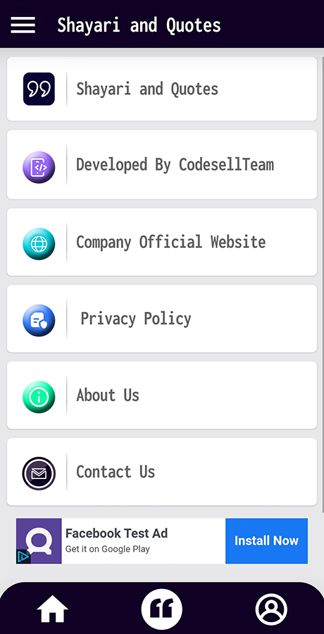 Shayari & Quotes App Source code With Admob, Facebook bidding ...