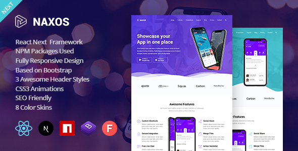 Naxos - React Next JS App Landing Page Template