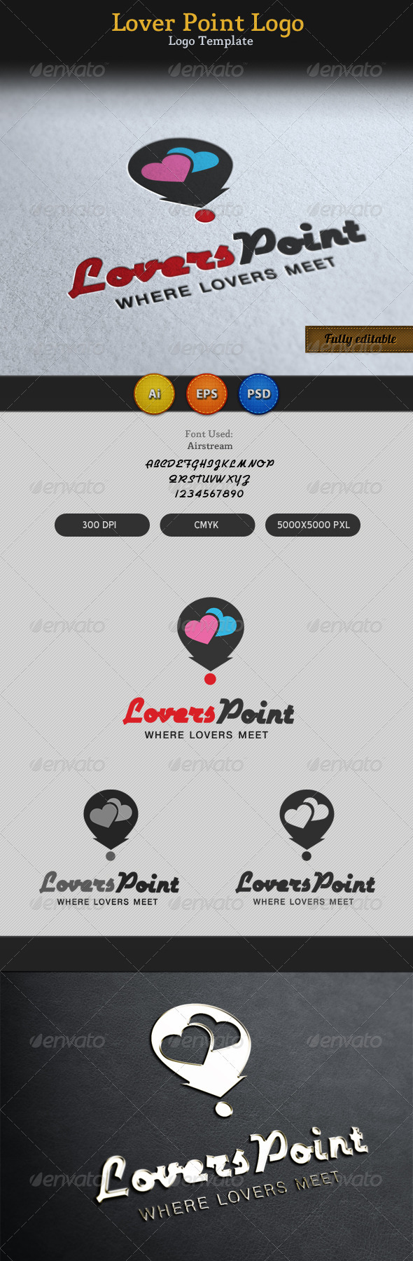 Lovers Point Locator Logo - Vector Abstract